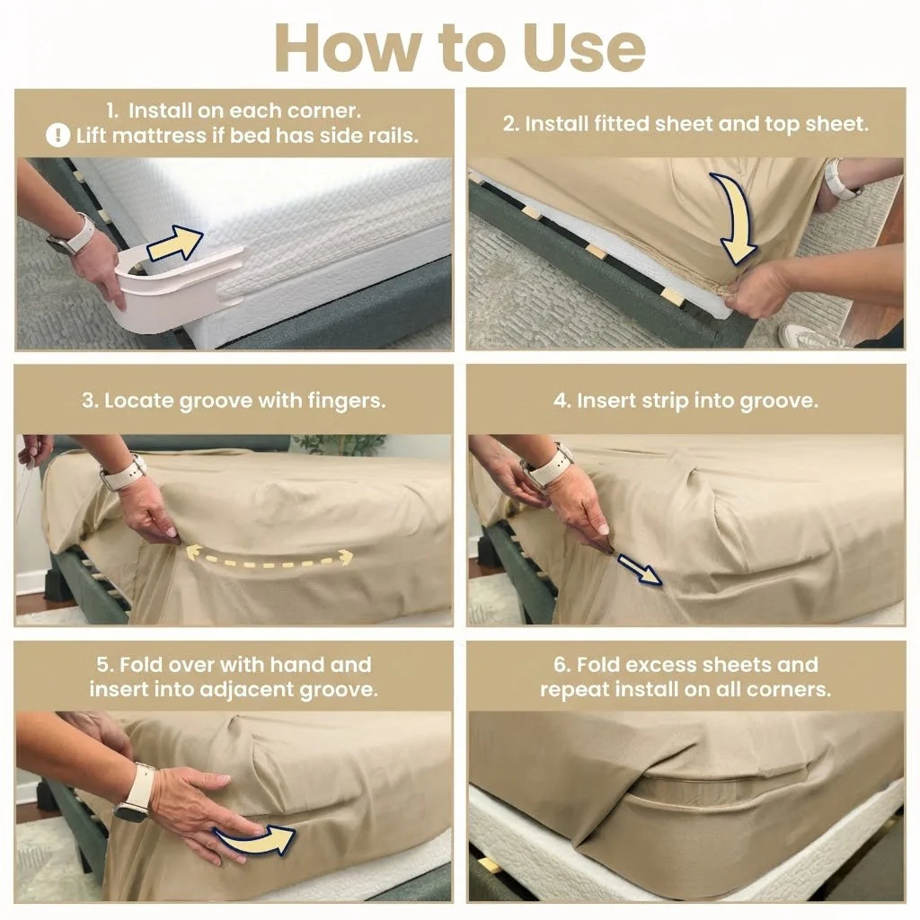 Daphtora® Fitted Bed Sheet Holders Firm Sheet Grip with Invisible Strips🇳🇿 - Image 4