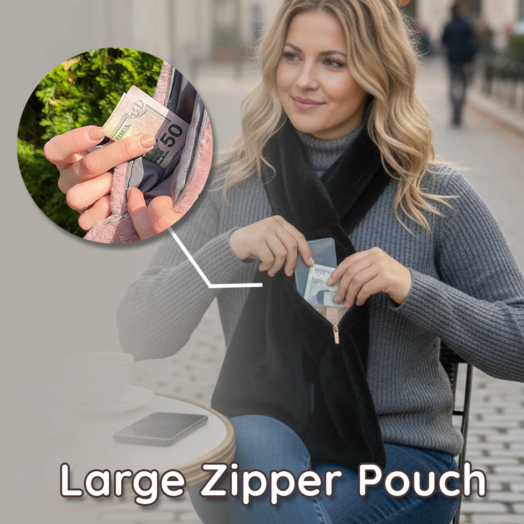 Daphtora® Faux Fur Scarf 𝚠𝚒𝚝𝚑 Secret Zipper Pocket - Image 3